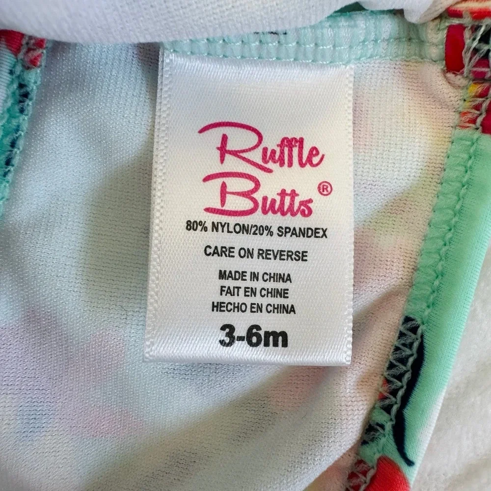 RuffleButts baby girl swimsuit floral tankini size 3-6 months NEW